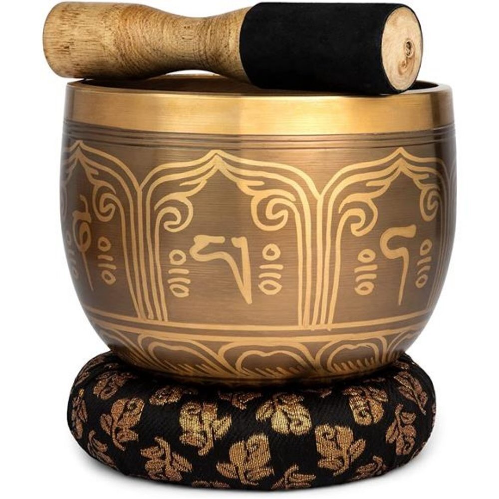 Telsha Meditative Deep Singing Bowl with Mallet and Cushion - Tibetan Sound